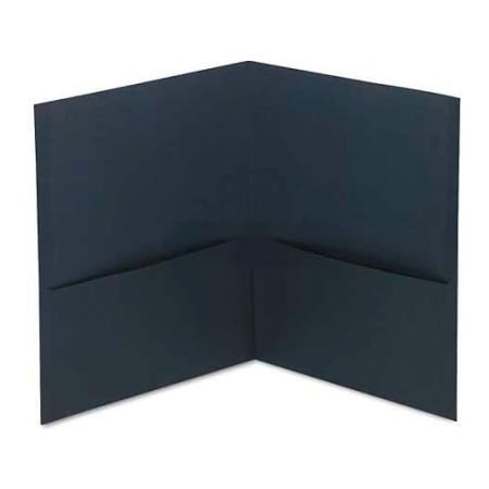 Universal Two-Pocket Portfolio, Embossed Leather Grain Paper, Dark Blue, 25/Box UNV56638***